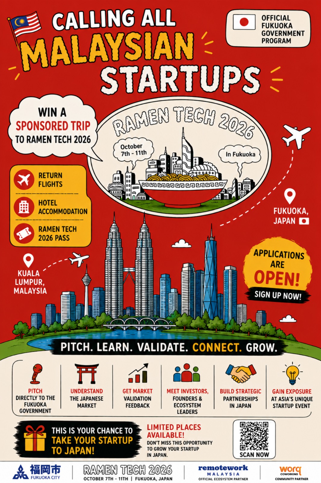 Pitch & Win a Free Flight to Ramen Tech, Fukuoka 2026 Startup Challenge